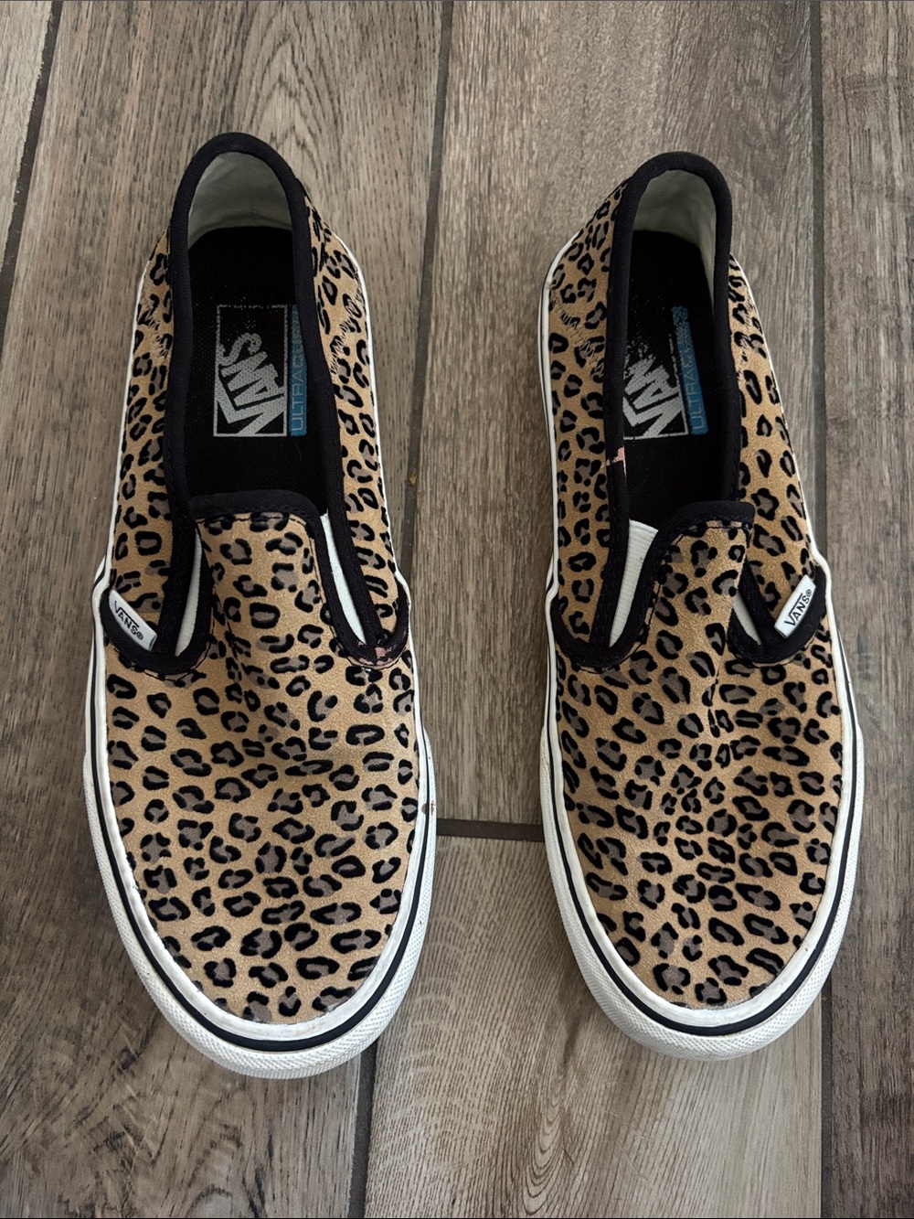 Vans Leopard Slip-On Sneakers in Tan and Black